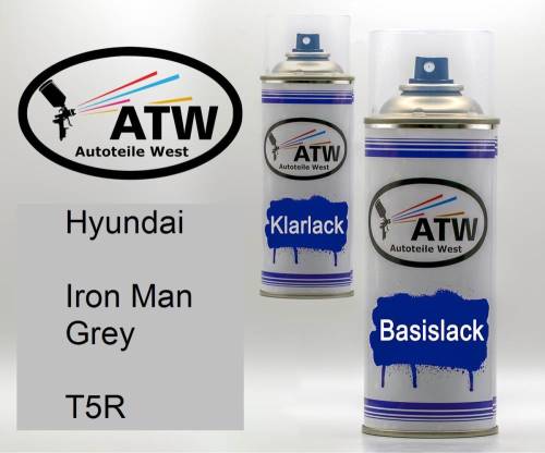 Hyundai, Iron Man Grey, T5R: 400ml Sprühdose + 400ml Klarlack - Set, von ATW Autoteile West.
